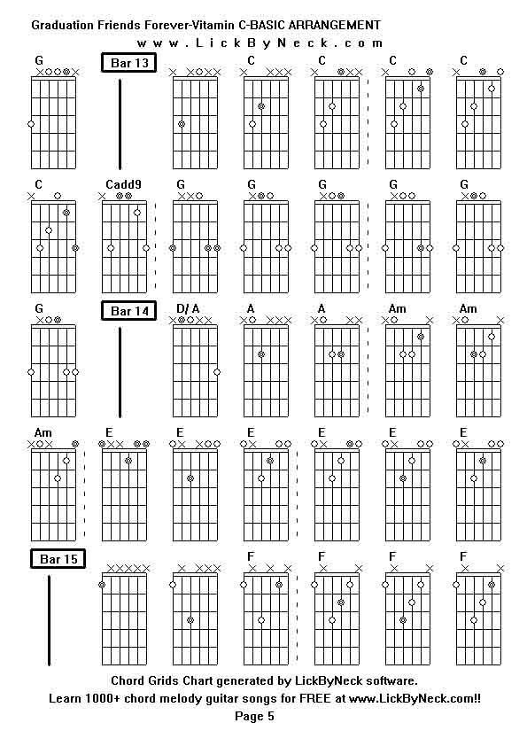 Chord Grids Chart of chord melody fingerstyle guitar song-Graduation Friends Forever-Vitamin C-BASIC ARRANGEMENT,generated by LickByNeck software.